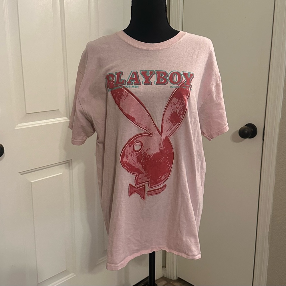 Y2K style Pink Playboy Bunny Logo
Graphic T Shirt Size L